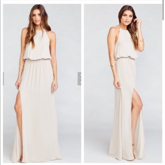 Show Me Your MuMu Dresses & Skirts - New Show Me Your MuMu Cream Heather Halter Maxi Dress Size M